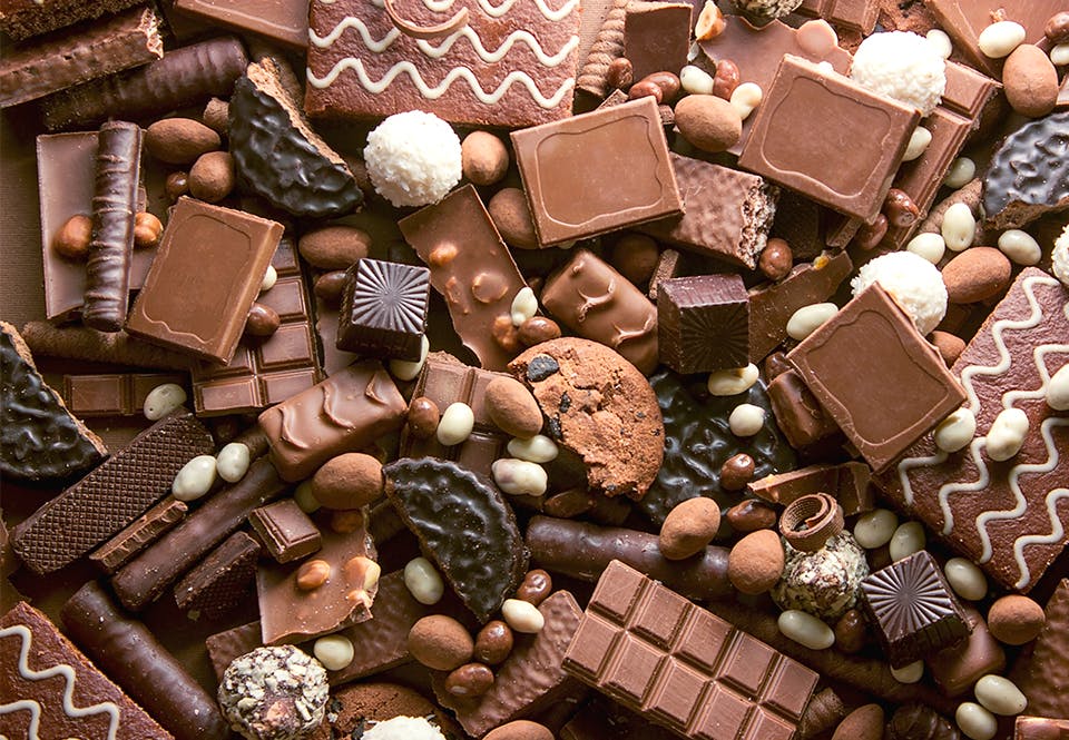 Quiz om snacks. Chokolade, cookies, peanuts