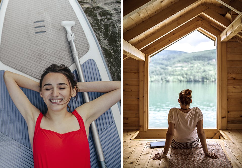 Hvad mon stjernerne synes, du skal fordrive tiden med denne sommer? Kvinde på SUP board, kvinde i hytte
