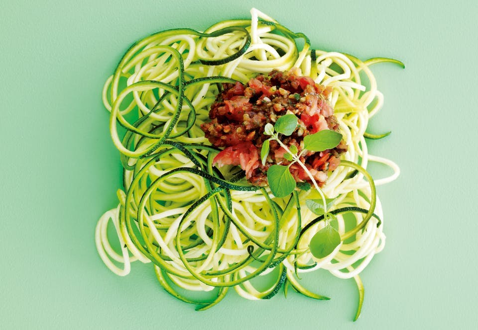 Squashpasta Squashpasta med tomatsås
