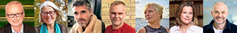 Föreläsarna på Stora historiekryssningen 2021: Dick Harrison, Ulrika Knutson, Richard Holmgren, Rebecka Lennartsson, Martin Hårdstedt, Kristina Ekero Eriksson och Magnus Bergsten.