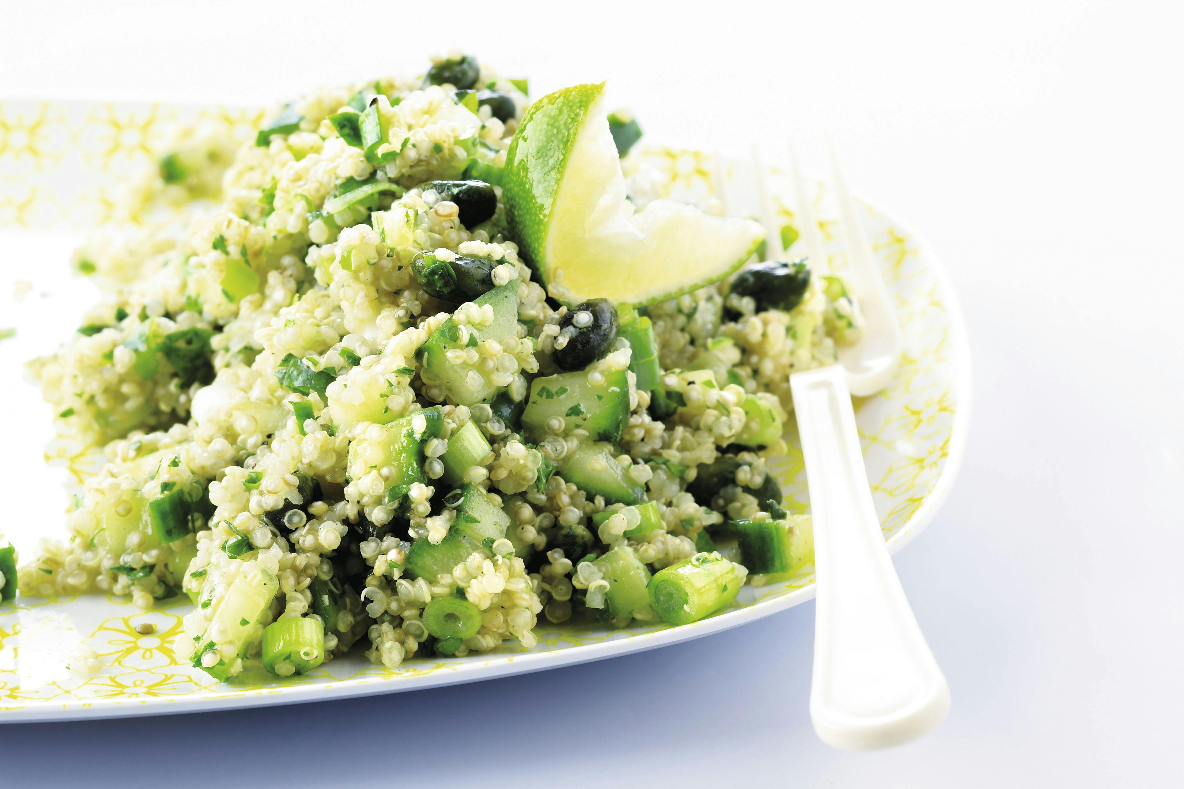 Quinoa-tabbouleh vegansk quinoa-tabbouleh med agurk og gresskarkjerner