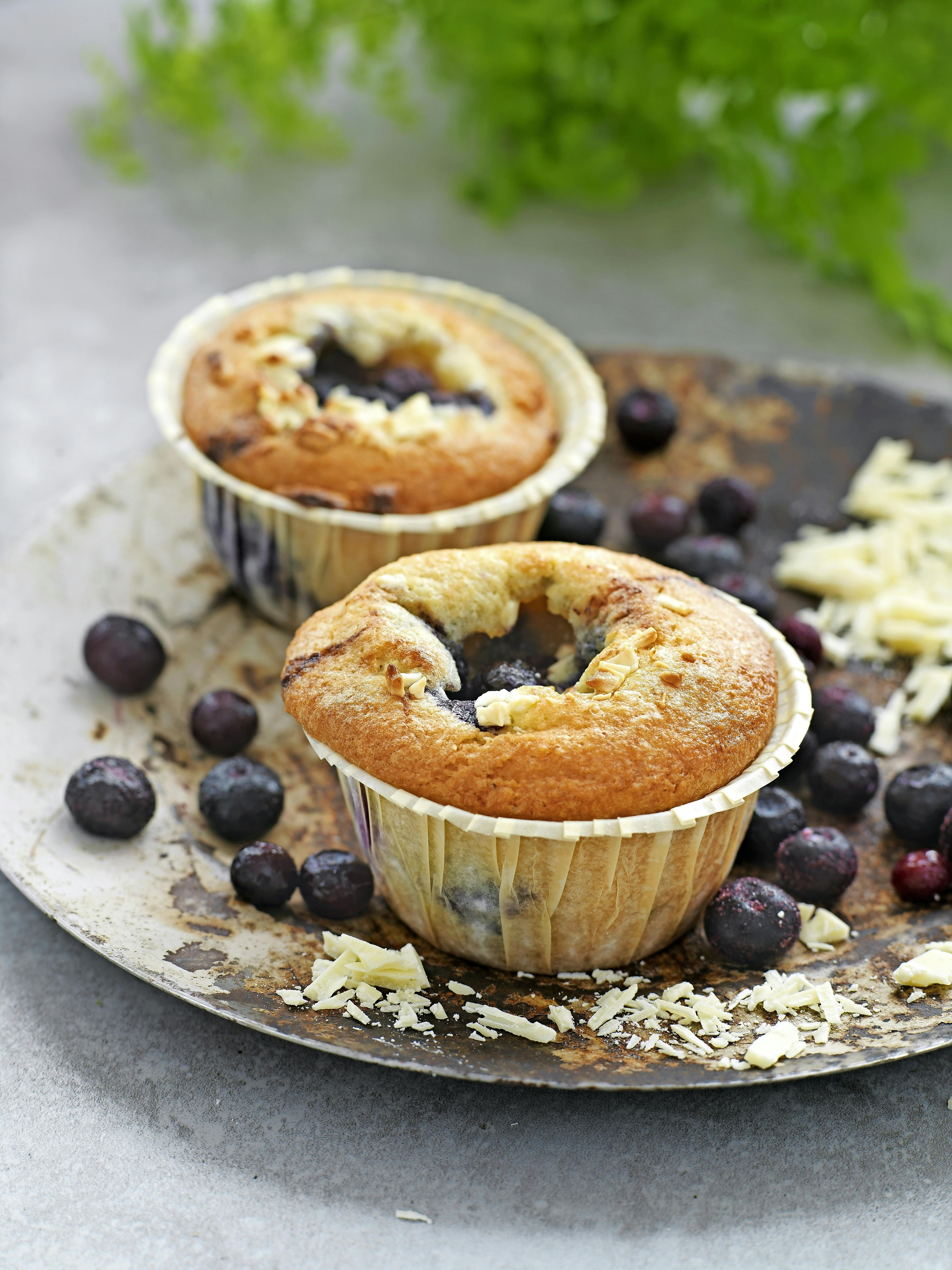 Glutenfri: Glutenfri, mandelmel, blåbærmuffins