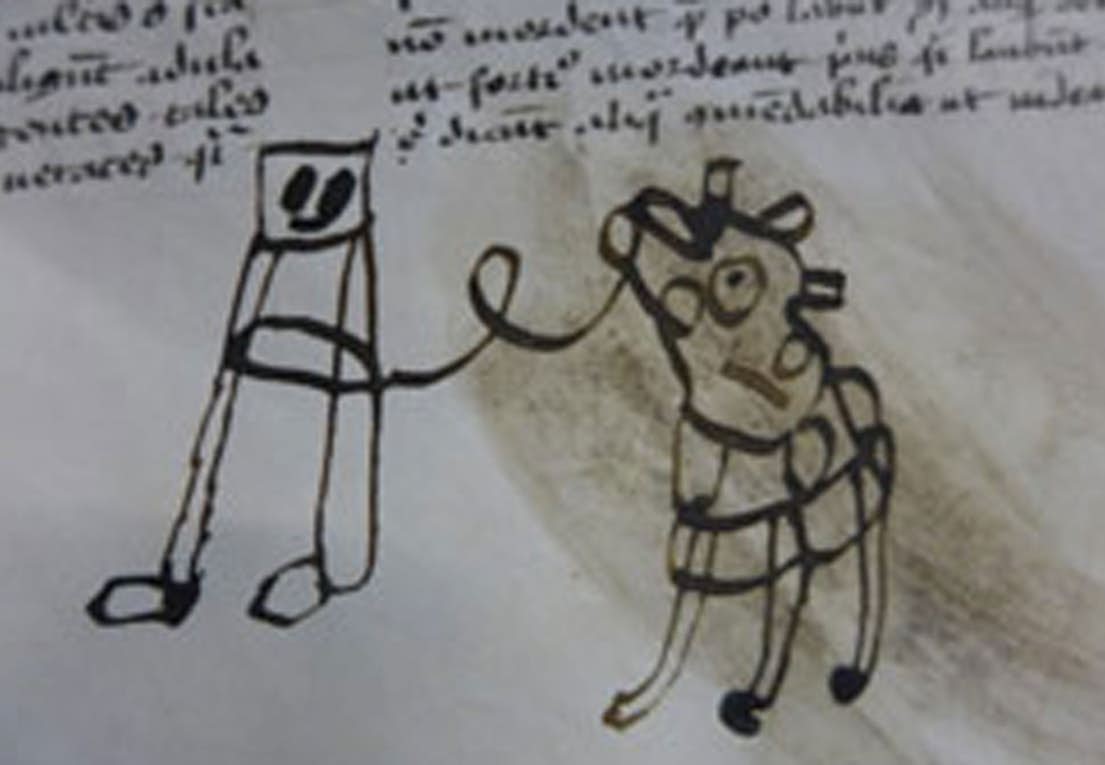 Afbeeldingsresultaat voor http://historianet.nl/cultuur/kindertekeningen-ontdekt-in-middeleeuws-boek