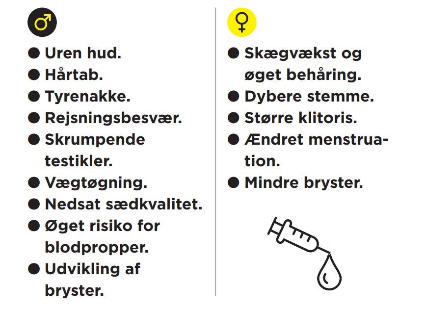 Bivirkninger. Bivirkninger, anabole steroider