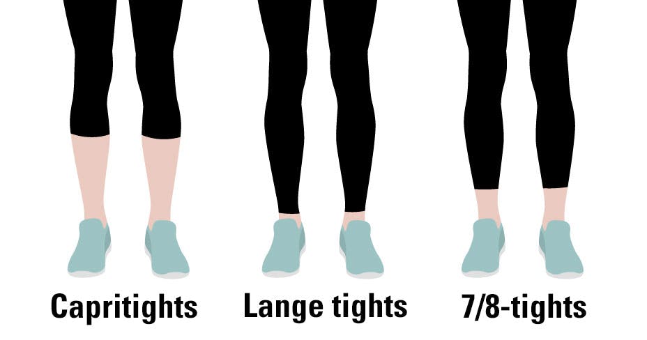 Treningstights Lengden på forskjellige treningstights