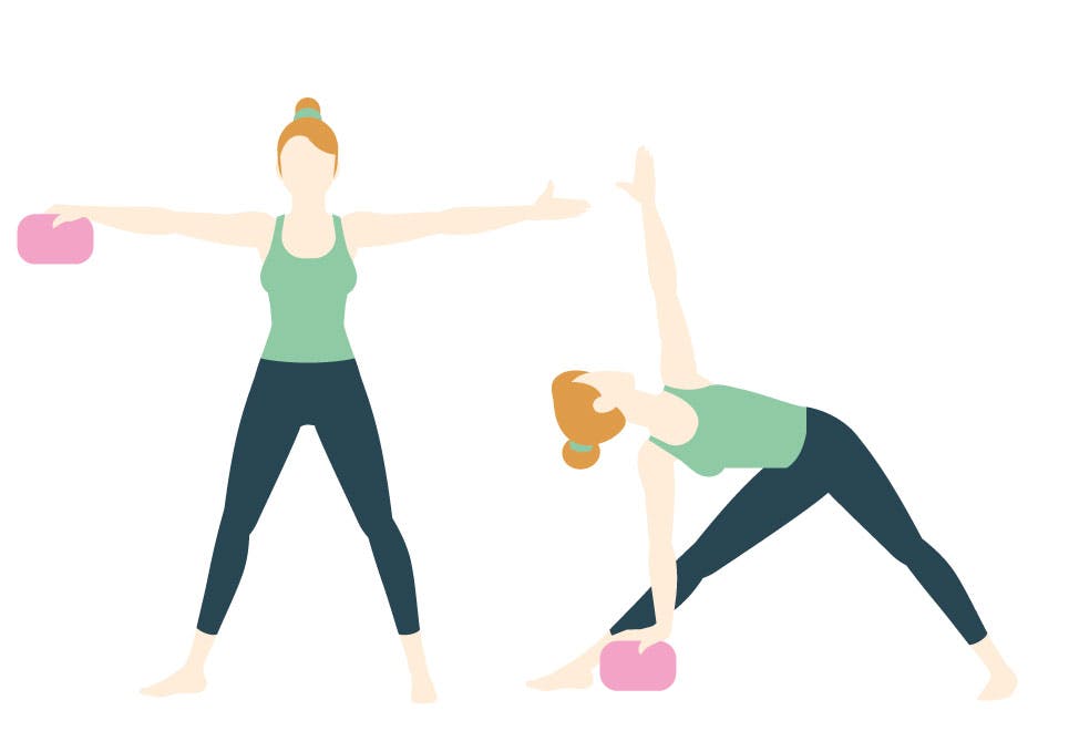 Yogablock övning 3: Trekant med block Yogablock övning 3: Trekant med block