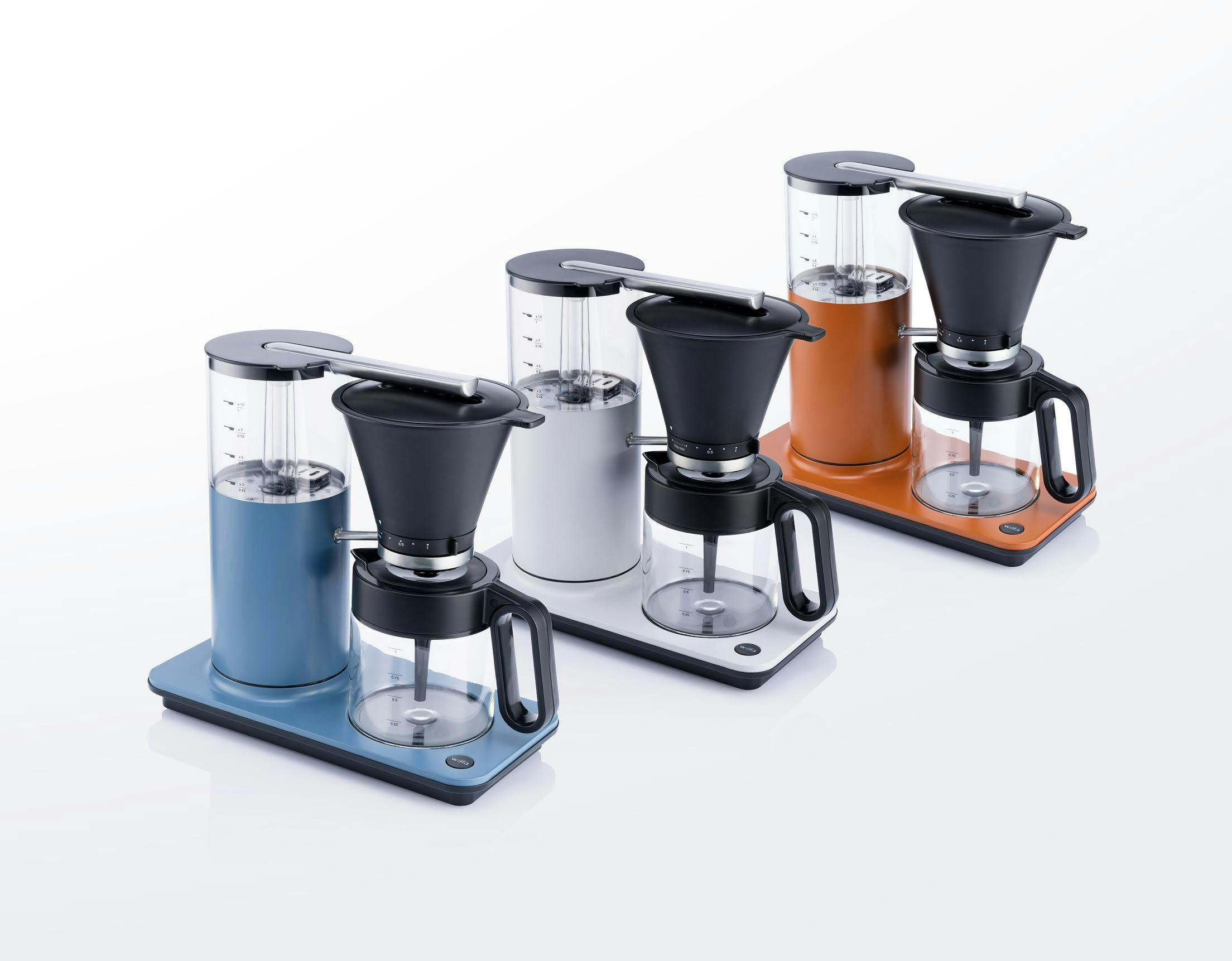 FLERE FARGER Blå, hvit og oransje kaffetrakter fra Wilfa