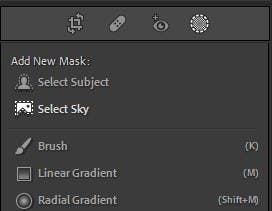 Velger Select Sky i Lightroom