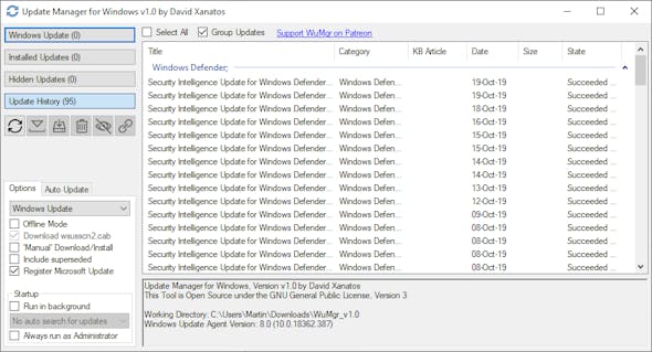 WuMgr påminner mycket om gamla Windows Update före Windows 10.