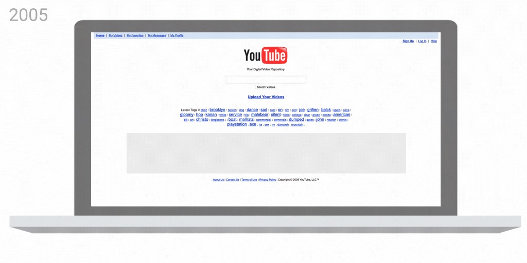 YouTubes design under åren.