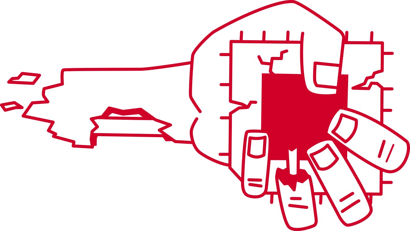 Zombieload logo, som er en zombie-hånd, der holder en medtaget CPU